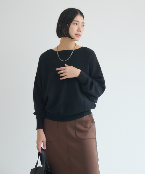 Paradise Picnic（パラダイスピクニック）の「ストライプドルマンニット（ニット/セーター・レディース・ブラック/アイボリー/イエロー/オレンジ・FREE）」の3枚目の写真