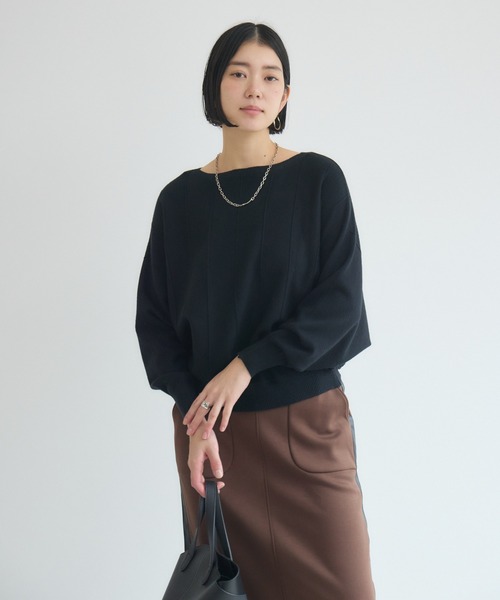 Paradise Picnic（パラダイスピクニック）の「ストライプドルマンニット（ニット/セーター・レディース・ブラック/アイボリー/イエロー/オレンジ・FREE）」の9枚目の写真