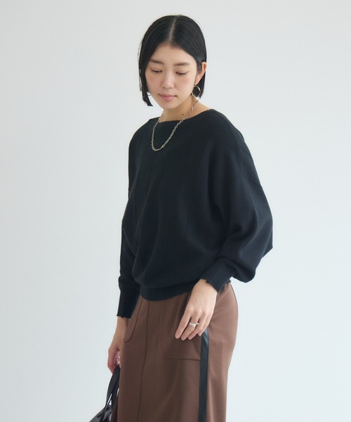 Paradise Picnic（パラダイスピクニック）の「ストライプドルマンニット（ニット/セーター・レディース・ブラック/アイボリー/イエロー/オレンジ・FREE）」の8枚目の写真