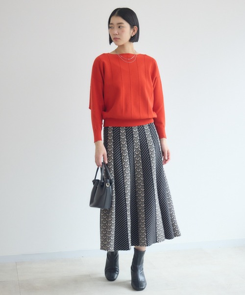 Paradise Picnic（パラダイスピクニック）の「ストライプドルマンニット（ニット/セーター・レディース・ブラック/アイボリー/イエロー/オレンジ・FREE）」の10枚目の写真