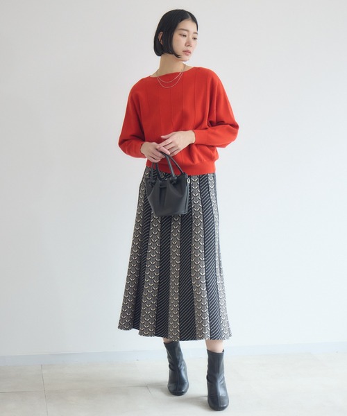 Paradise Picnic（パラダイスピクニック）の「ストライプドルマンニット（ニット/セーター・レディース・ブラック/アイボリー/イエロー/オレンジ・FREE）」の12枚目の写真