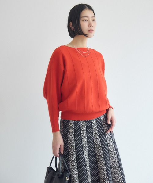 Paradise Picnic（パラダイスピクニック）の「ストライプドルマンニット（ニット/セーター・レディース・ブラック/アイボリー/イエロー/オレンジ・FREE）」の14枚目の写真