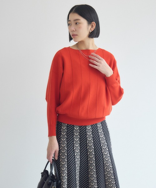 Paradise Picnic（パラダイスピクニック）の「ストライプドルマンニット（ニット/セーター・レディース・ブラック/アイボリー/イエロー/オレンジ・FREE）」の15枚目の写真