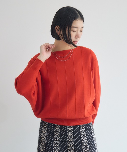 Paradise Picnic（パラダイスピクニック）の「ストライプドルマンニット（ニット/セーター・レディース・ブラック/アイボリー/イエロー/オレンジ・FREE）」の16枚目の写真