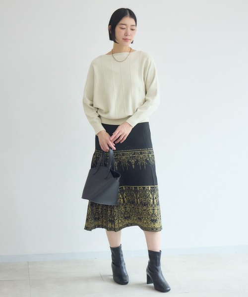 Paradise Picnic（パラダイスピクニック）の「ストライプドルマンニット（ニット/セーター・レディース・ブラック/アイボリー/イエロー/オレンジ・FREE）」の18枚目の写真