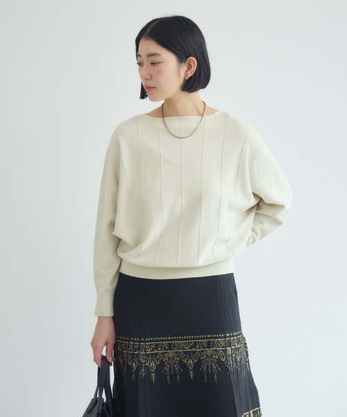 Paradise Picnic（パラダイスピクニック）の「ストライプドルマンニット（ニット/セーター・レディース・ブラック/アイボリー/イエロー/オレンジ・FREE）」の21枚目の写真