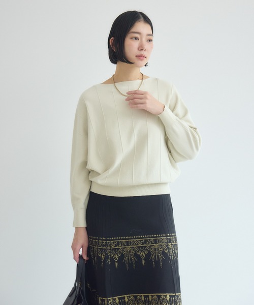 Paradise Picnic（パラダイスピクニック）の「ストライプドルマンニット（ニット/セーター・レディース・ブラック/アイボリー/イエロー/オレンジ・FREE）」の22枚目の写真