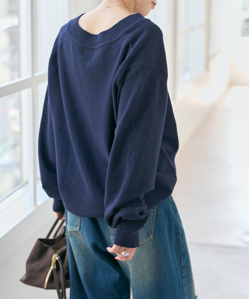 セール】《WEB限定カラー有り》カシミヤ混Vネックプルオーバー（ニット