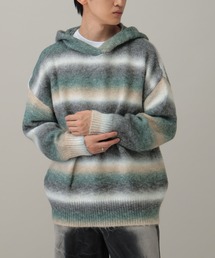 LAND MUSEUM | LAND MUSEUM／フェードボーダーニットフード(パーカー)