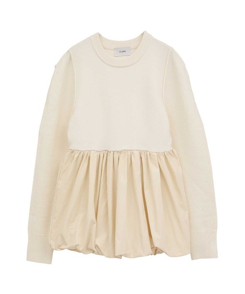 CLANE(クラネ)の「【CLANE/クラネ】DOCKING POWERSHOULDER KNIT TOPS/ドッキングパワーショルダーニットトップス(ニット/セーター・レディース・ブラック/アイボリー・1)」の1枚目の写真