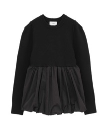 【CLANE/クラネ】DOCKING POWERSHOULDER KNIT TOPS/ドッキングパワーショルダーニットトップス