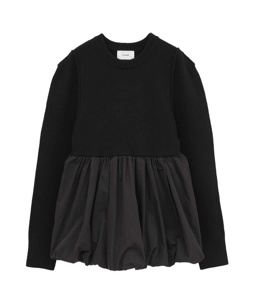 CLANE(クラネ)の「【CLANE/クラネ】DOCKING POWERSHOULDER KNIT TOPS/ドッキングパワーショルダーニットトップス(ニット/セーター・レディース・ブラック/アイボリー・1)」の2枚目の写真