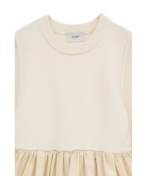 CLANE(クラネ)の「【CLANE/クラネ】DOCKING POWERSHOULDER KNIT TOPS/ドッキングパワーショルダーニットトップス(ニット/セーター・レディース・ブラック/アイボリー・1)」の9枚目の写真
