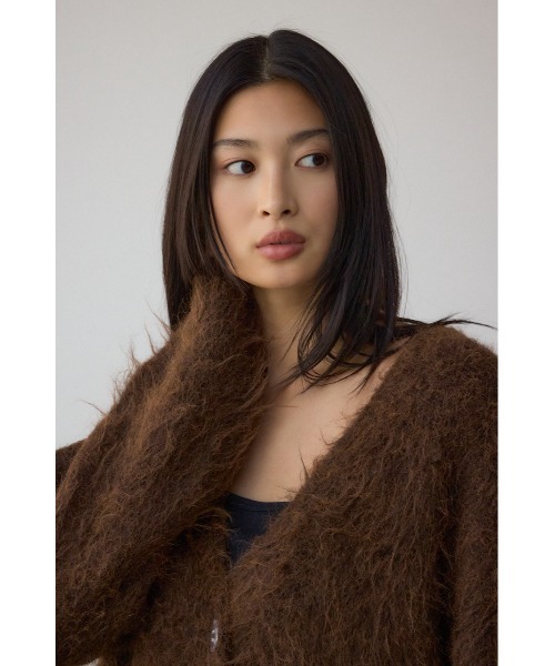 AZUL by moussy（アズールバイマウジー）の「シャギー起毛ニットカーディガン（カーディガン/ボレロ・レディース・グレー/ブラウン/ライトグレー/イエロー・FREE）」の9枚目の写真