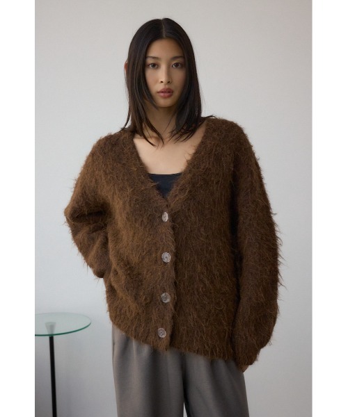 AZUL by moussy（アズールバイマウジー）の「シャギー起毛ニットカーディガン（カーディガン/ボレロ・レディース・グレー/ブラウン/ライトグレー/イエロー・FREE）」の10枚目の写真