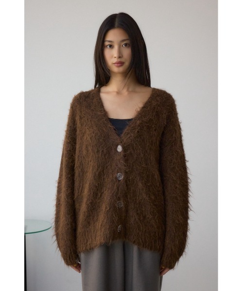 AZUL by moussy（アズールバイマウジー）の「シャギー起毛ニットカーディガン（カーディガン/ボレロ・レディース・グレー/ブラウン/ライトグレー/イエロー・FREE）」の12枚目の写真