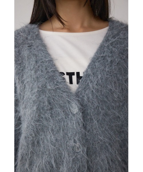 AZUL by moussy（アズールバイマウジー）の「シャギー起毛ニットカーディガン（カーディガン/ボレロ・レディース・グレー/ブラウン/ライトグレー/イエロー・FREE）」の5枚目の写真