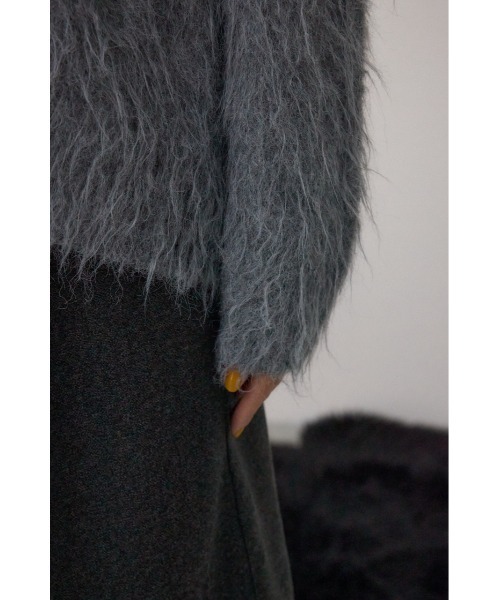 AZUL by moussy（アズールバイマウジー）の「シャギー起毛ニットカーディガン（カーディガン/ボレロ・レディース・グレー/ブラウン/ライトグレー/イエロー・FREE）」の7枚目の写真