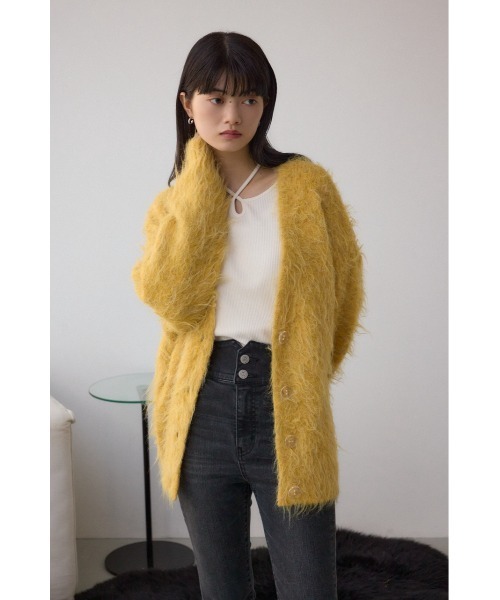AZUL by moussy（アズールバイマウジー）の「シャギー起毛ニットカーディガン（カーディガン/ボレロ・レディース・グレー/ブラウン/ライトグレー/イエロー・FREE）」の20枚目の写真