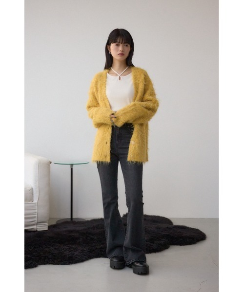 AZUL by moussy（アズールバイマウジー）の「シャギー起毛ニットカーディガン（カーディガン/ボレロ・レディース・グレー/ブラウン/ライトグレー/イエロー・FREE）」の21枚目の写真