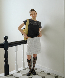 DOT FRILL MIDI SKIRT_IVORY