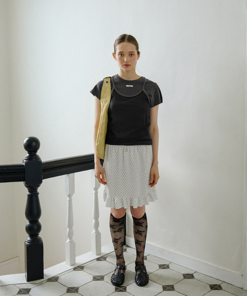 LETERIE（レテリー）の「DOT FRILL MIDI SKIRT_IVORY（スカート・レディース・アイボリー・FREE）」の2枚目の写真