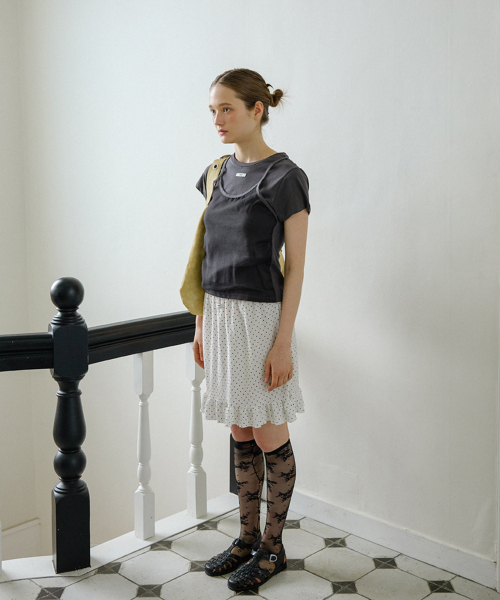 LETERIE（レテリー）の「DOT FRILL MIDI SKIRT_IVORY（スカート・レディース・アイボリー・FREE）」の3枚目の写真