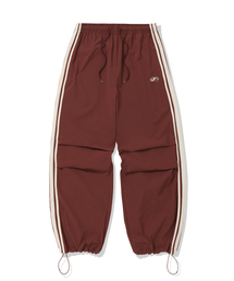 ナイロンツーピンタックテーピングパンツ-ワイン