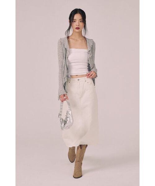 MUSINSA STANDARD WOMAN(ムシンサスタンダードウーマン)の「レディースデニムミディスカート【クリーム】(スカート・レディース・その他・SMALL/MEDIUM/LARGE/X-SMALL)」の8枚目の写真