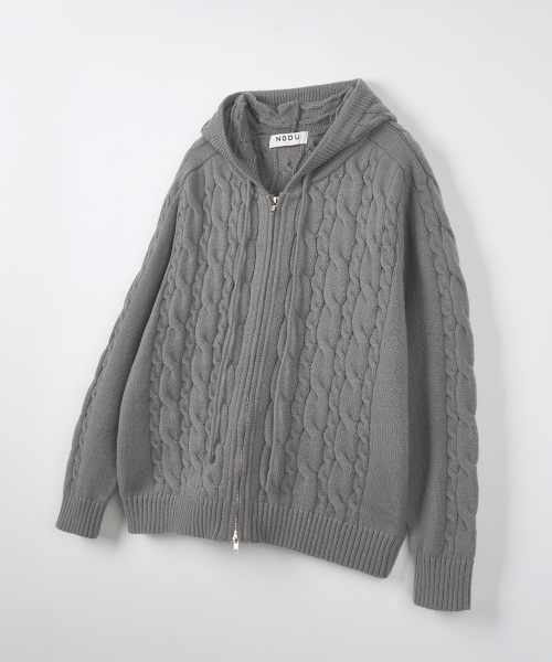 NODU（ノードユー）の「ミックスケーブルニットフードジップアップ[グレー]（パーカー・メンズ・その他・MEDIUM/LARGE）」の5枚目の写真