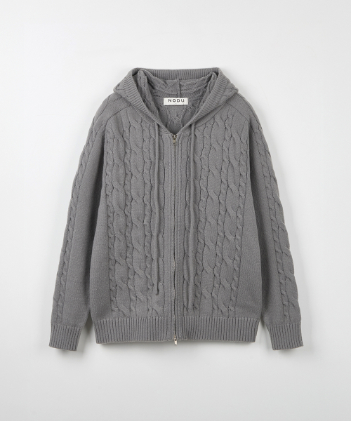 NODU（ノードユー）の「ミックスケーブルニットフードジップアップ[グレー]（パーカー・メンズ・その他・MEDIUM/LARGE）」の6枚目の写真