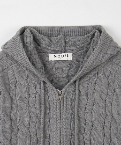 NODU（ノードユー）の「ミックスケーブルニットフードジップアップ[グレー]（パーカー・メンズ・その他・MEDIUM/LARGE）」の8枚目の写真