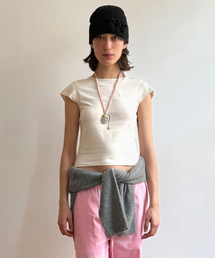 Logo Cap Sleeve T-shirt (Light Beige)