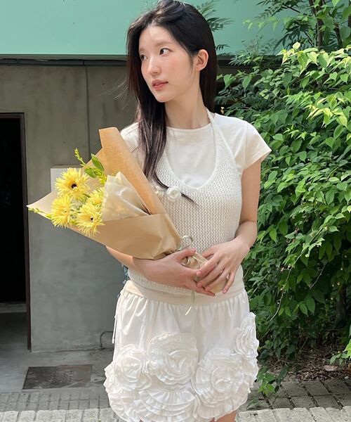 SINOON(シヌーン)の「Logo Cap Sleeve T-shirt (Light Beige)(Tシャツ/カットソー・レディース・オートミール・SMALL/MEDIUM)」の5枚目の写真