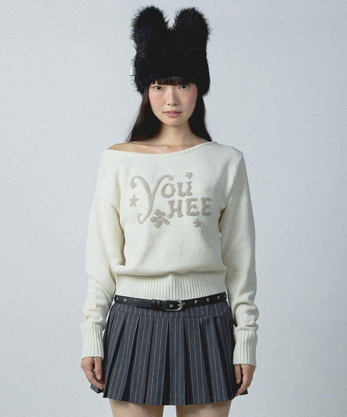 YOUHEE（ユヒ）の「YOUHEE OFF-SHOULDER KNIT IVORY（ニット/セーター・レディース・その他・FREE）」の2枚目の写真