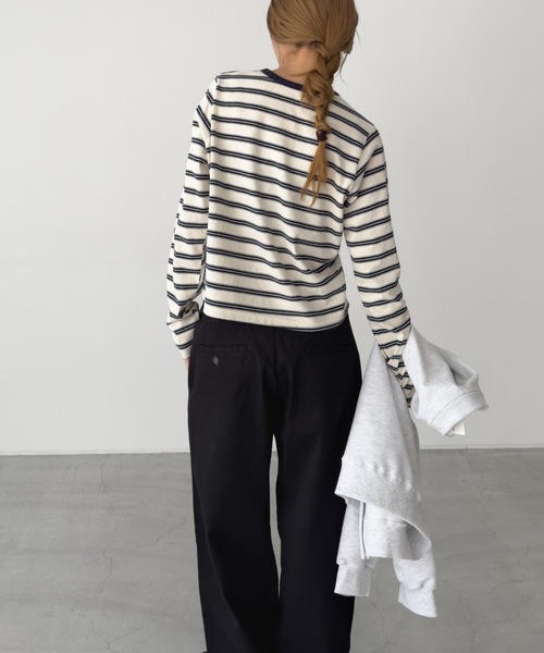 CANAL JEAN(キャナルジーン)の「Lakey Park マルチボーダーロングTシャツ(Tシャツ/カットソー・レディース・グレー/クリーム/グリーン・ONE SIZE)」の17枚目の写真