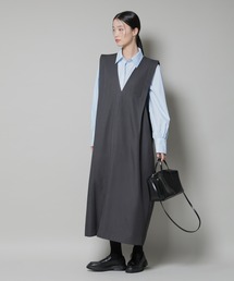 NANO universe | ショルダータックVネックワンピース(ワンピース)