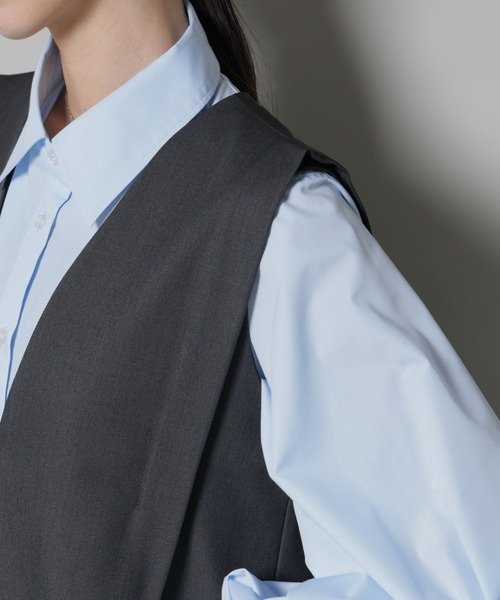 NANO universe（ナノユニバース）の「ショルダータックVネックワンピース（ワンピース・レディース・グリーン/ベージュ/チャコール・FREE）」の21枚目の写真