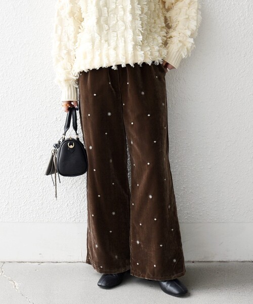 セール】SHIPS any:〈手洗い可能〉ポリエステル ベロア 刺繍