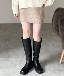 ハイウエストストレートタイトニットミニスカート