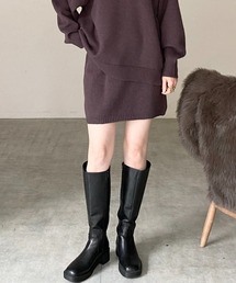 ハイウエストストレートタイトニットミニスカート