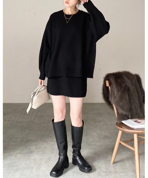 She's Closet（シーズクローゼット）の「ハイウエストストレートタイトニットミニスカート（スカート・レディース・ブラウン/ベージュ/ブラック/グレー・FREE）」の6枚目の写真