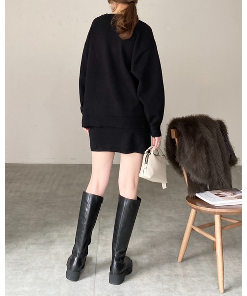She's Closet（シーズクローゼット）の「ハイウエストストレートタイトニットミニスカート（スカート・レディース・ブラウン/ベージュ/ブラック/グレー・FREE）」の7枚目の写真