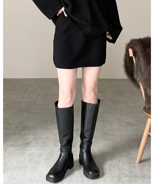 She's Closet（シーズクローゼット）の「ハイウエストストレートタイトニットミニスカート（スカート・レディース・ブラウン/ベージュ/ブラック/グレー・FREE）」の8枚目の写真