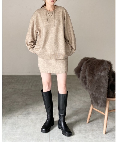 She's Closet（シーズクローゼット）の「ハイウエストストレートタイトニットミニスカート（スカート・レディース・ブラウン/ベージュ/ブラック/グレー・FREE）」の9枚目の写真