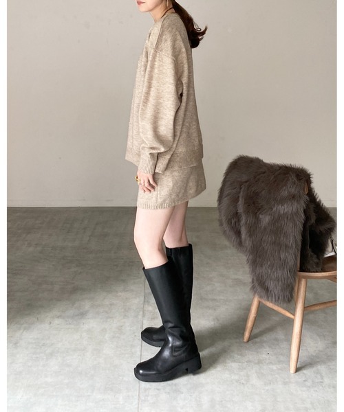 She's Closet（シーズクローゼット）の「ハイウエストストレートタイトニットミニスカート（スカート・レディース・ブラウン/ベージュ/ブラック/グレー・FREE）」の10枚目の写真
