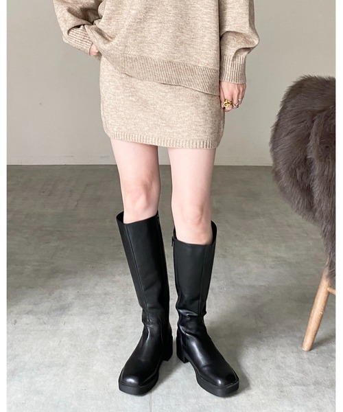 She's Closet（シーズクローゼット）の「ハイウエストストレートタイトニットミニスカート（スカート・レディース・ブラウン/ベージュ/ブラック/グレー・FREE）」の11枚目の写真