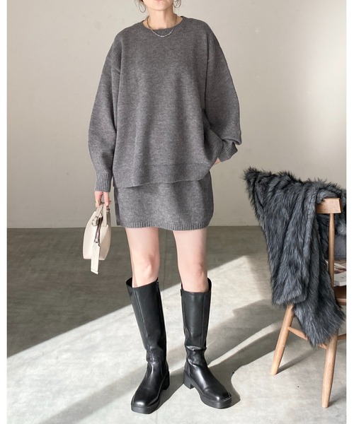 She's Closet（シーズクローゼット）の「ハイウエストストレートタイトニットミニスカート（スカート・レディース・ブラウン/ベージュ/ブラック/グレー・FREE）」の15枚目の写真