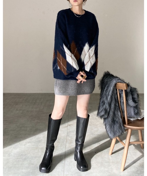 She's Closet（シーズクローゼット）の「ハイウエストストレートタイトニットミニスカート（スカート・レディース・ブラウン/ベージュ/ブラック/グレー・FREE）」の17枚目の写真