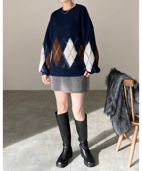 She's Closet（シーズクローゼット）の「ハイウエストストレートタイトニットミニスカート（スカート・レディース・ブラウン/ベージュ/ブラック/グレー・FREE）」の18枚目の写真